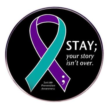 Imagem de Broche Pin roxo e azul-petróleo Ribbon Awareness Alloy 7,8 g - Yiweisa