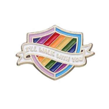 Imagem de Broche Pins Shield Rainbow Alloy Enamel 3x2,1 cm 4g - Yiweisai