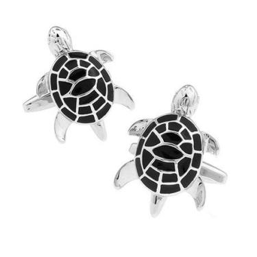 Imagem de Cufflinks, genérico, tartaruga preta, banhada a cobre, prateada - Yiwe