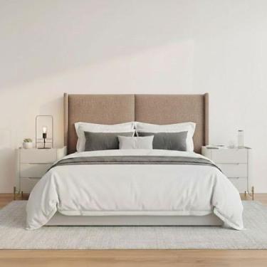 Imagem de Cabeceira Queen Estofada 176cm com 2 Mesas de Cabeceira 100% MDF - Cas