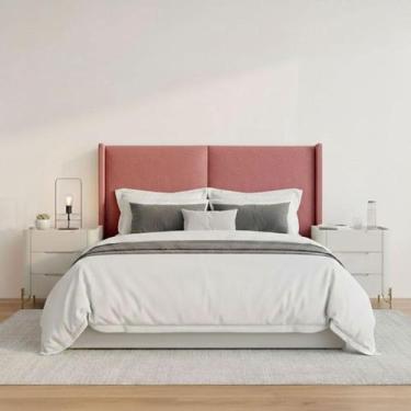 Imagem de Cabeceira Queen Estofada 176cm com 2 Mesas de Cabeceira 100% MDF - Cas