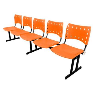 Imagem de Cadeira ISO PP RP Longarina 5 Lugares Color - Mak Decor, Laranja