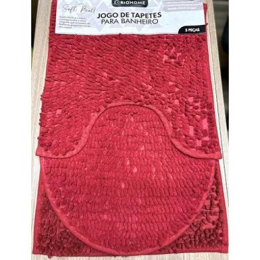 Imagem de Jogo de tapete para banheiro 03 peças peludo com antiderrapante Rio Ho