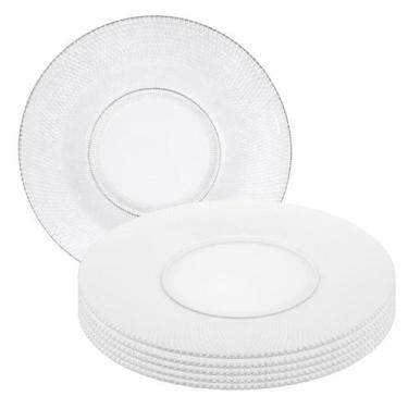 Imagem de Kit 12 Prato Raso Forjado Vidro Refeição Sobremesa Gema 19cm - CLICK H
