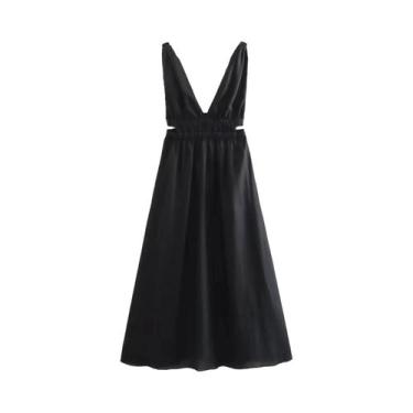 Imagem de Vestido Feminino Chique De Verão Com Decote V E Cintura Vazada, Elegan