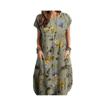 Imagem de Vestido Midi Floral Vintage Feminino ZANZEA, Vestido De Praia Boêmio D