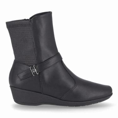 Imagem de Bota Feminina Piccadilly Cano Curto Anabela 143250, 37, Preto