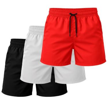 Imagem de Kit 3 Short Tactel Leve Praia Liso Academia Bermuda Masculina-Masculino