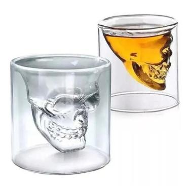 Imagem de Copo Caveira Dupla Camada Vidro P/wiskey Cafe E Cappuccino - Lyor, Tra