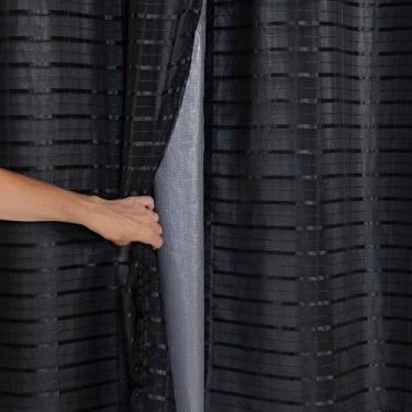 Imagem de Cortina Blackout PVC com Tecido Voil Xadrez - Quarto - Sala - Cozinha 