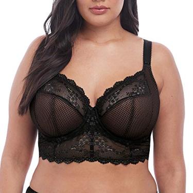 Imagem de Elomi Bralette feminino Charley: estilo longline moderno com decote profundo renda elástica tamanhos do Reino Unido E-HH EUA tamanhos DDD-L, Preto, 38E