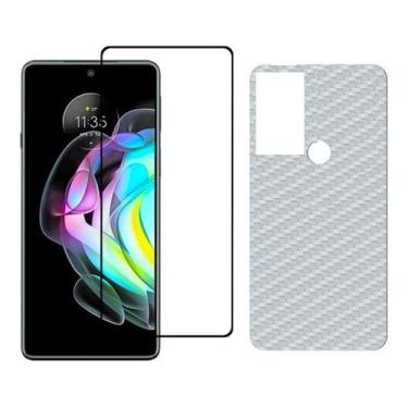 Imagem de Kit Pelicula Vidro 3d e Película Skin Carbono Para Moto Edge 20 Pro - Jodda