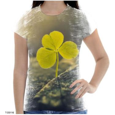 Imagem de Camiseta Baby Look Trevo Flor Primavera Verão Jardim - Estilo Kraken