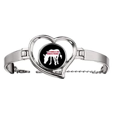 Imagem de Pulseira Animals are Humans Friends, joia de coração, bracelete de arame, Medium, Metal
