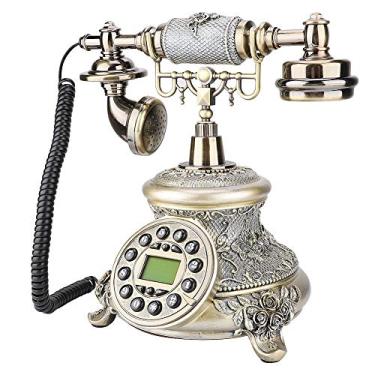 Imagem de Telefone estilo antigo, MS-5700D resina antigo telefone fixo decoração vintage telefones decorativos telefone retrô com fio com identificador de chamadas para decoração de casa hotel escritório