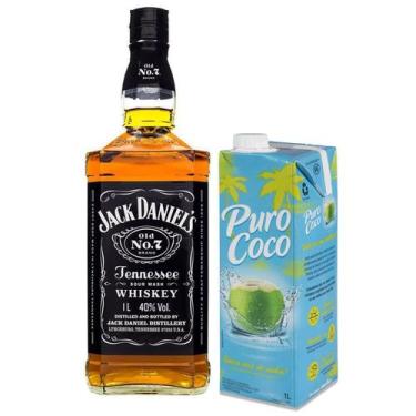 Imagem de Kit Whisky Jack Daniels Nº 7 Tennessee 1L + Água De Coco 1L