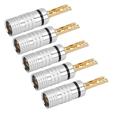 Imagem de Plugue Banana, Plugue Banana Banhado a Ouro 24K Resistente à Corrosão para áudio (Preto)