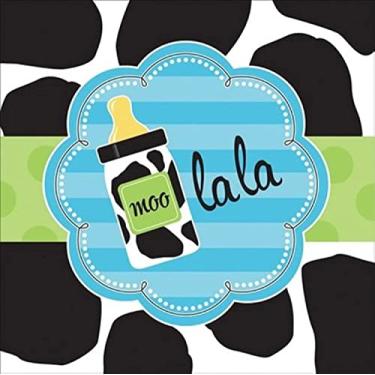 Imagem de 16 guardanapos de papel para almoço, estampa de vaca para bebês meninos