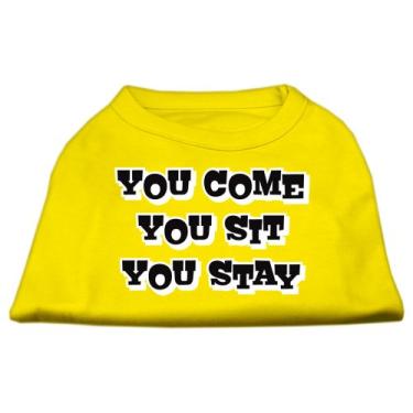 Imagem de Mirage Pet Products Camisetas estampadas You Come/You Sit/You Stay de 50 cm para animais de estimação, 3GG, amarelo