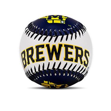 Imagem de Franklin Sports MLB Milwaukee Brewers Team Baseball – Logotipo da equipe MLB – Bola de beisebol macia – Brinquedo de beisebol para crianças – Ótima decoração para mesas e escritório