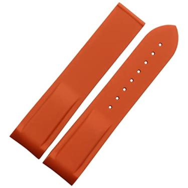 Imagem de AEMALL Extremidade curvada 20 mm 22 mm pulseira de silicone de borracha para relógio Omega At150 Seamaster 007 para pulseira de marca Seiko Mido (Cor: laranja sem fivela, tamanho: 20 mm)
