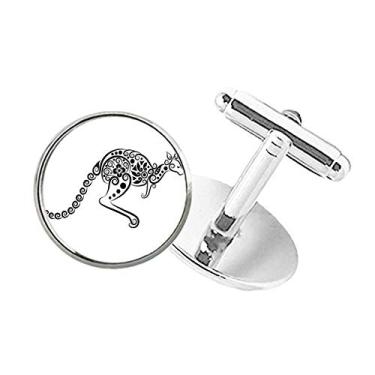 Imagem de DIYthinker Abotoaduras com fecho de botão redondo com ilustração de esqueleto canguru sabor Austrália