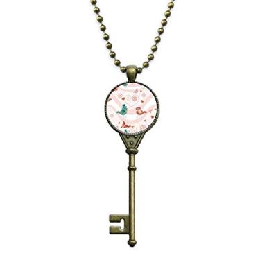 Imagem de DIYthinker Colar com pingente rosa verde pássaros amor Dia dos Namorados bandeja pingente corrente enfeitada