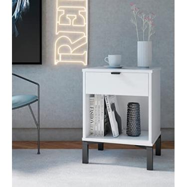 Imagem de MESA DE CABECEIRA FALKK MORGAN 1 GAVETA BRANCA