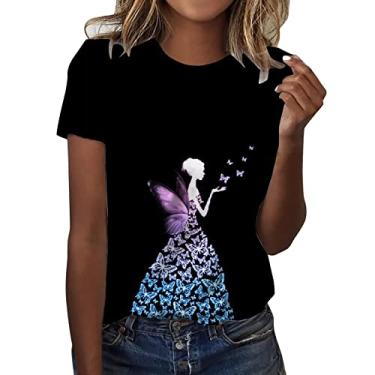 Imagem de Camisetas femininas para o dia dos namorados com estampa cinza de coração de amor solto blusa leve com bloco de cores, Roxa, M