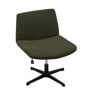 Imagem de Kitegrese Capa para cadeira de escritório cruzada, substituível, elástica, sem braços, capa protetora de assento largo, para decoração de cadeira de escritório em casa (cinza verde)