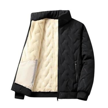 Imagem de nonono HM Jaqueta masculina grossa outono inverno jaqueta masculina lã de cordeiro quente impermeável jogging casual casaco masculino moda solta cinza Parke jaqueta 1, Preto, 7X-Large