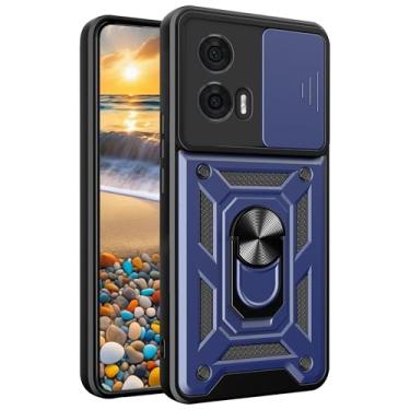 Imagem de Capa CSmall para Motorola Edge 50 Fusion com capa de lente de câmera deslizante, capa de proteção à prova de choque de grau militar com suporte de anel giratório para Edge 50 Fusion SJ azul