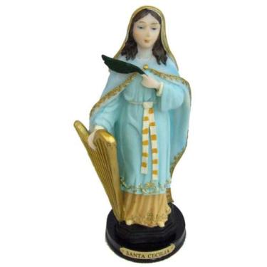Imagem de Imagem Santa Cecilia Resina Importada Religiosa 14cm - Zona Livre