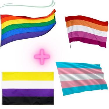 Imagem de Kit 4 bandeiras - gay / lésbica / trans / não binário - Max Bandeiras