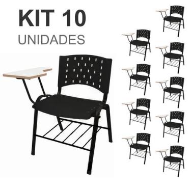 Imagem de KIT 10 Cadeiras Escolares Universitárias com prancheta com porta livro