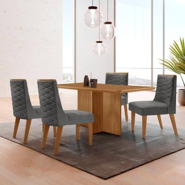 Imagem de Mesa Olimpia 120 MDF canto copo e com 4 Cadeiras Safira