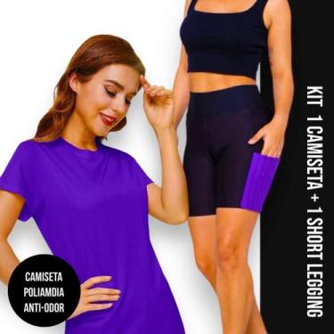 Imagem de Conjunto Camiseta DRY FIT POLIAMIDA MALHA FRIA + Short Leg Legging COM