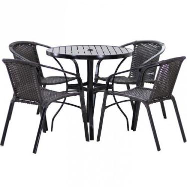 Imagem de Conjunto 4 Cadeiras e Mesa Floripa Tampo Ripado em Alumínio para Pisci