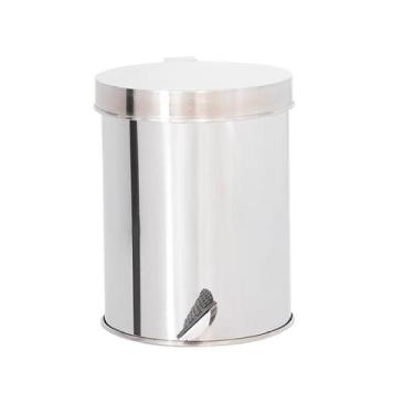 Imagem de Lixeira com Tampa e Pedal de Aço inox 16x18cm 03 litros - JJ Comércio