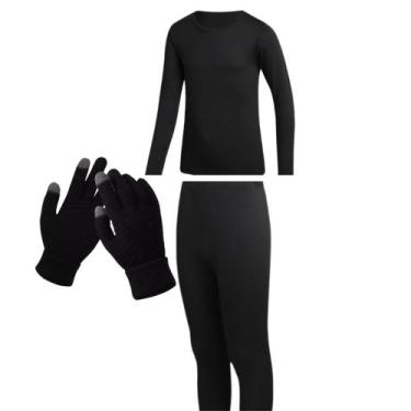Imagem de Kit Calça Blusa Térmica Infantil Luva Inverno Frio Feminino - HR
