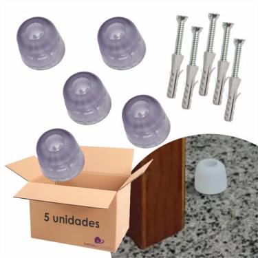 Imagem de Kit 5 Batedor De Porta Amortecedor Pé De Apoio Pvc - EMPÓRIO ACESSÓRIO