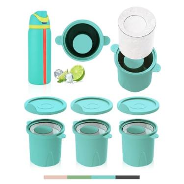 Imagem de Moldes de gelo para Owala 680.4-1,134 g, conjunto de 3, silicone macio de grau alimentício, sem resíduos brancos, fácil de liberar, colocação de canudo compatível com Owala FreeSip, mantém as bebidas