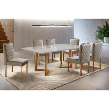 Imagem de Conjunto Sala De Jantar Veneza 1,80x0,90m com 6 Cadeiras Veludo e Off 