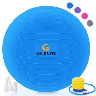 Imagem de GOLDNITE Bola de ioga de 76 cm bola de exercício azul Swiss bola de equilíbrio, bola de ginástica anti-explosão, bola de parto antiderrapante para gravidez, fitness, pilates, treino, equilíbrio