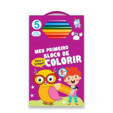 Imagem de Livro de Colorir | Bloco de Colorir Roxo com 5 Lápis de Cor | Zastras