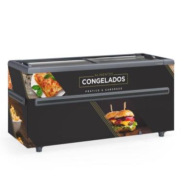 Imagem de Expositor Ilha Congelados Vidro Reto 500L GHDI500 Preto Gelopar 110V