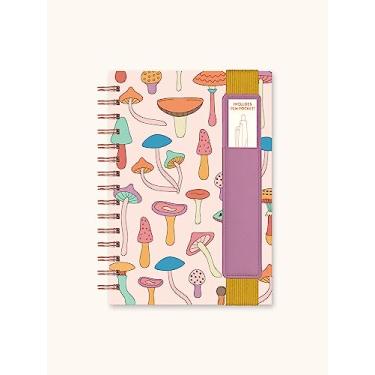 Imagem de Studio Oh! Oliver Spiral Notebook with Pen Pocket, 5.75" x 8.75", Cute Cover Daily Planner, Hardcover Journal Notepad, 160 Page Lined Paper, 100 GSM Paper Weight, Lay Flat Notebook, Mushroom Melody