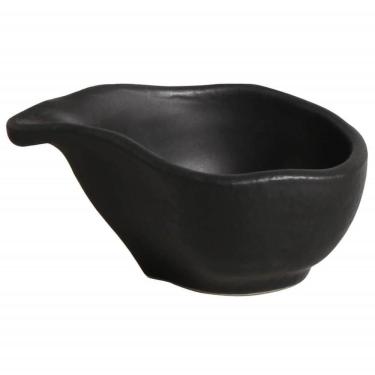 Imagem de Molheira Cerâmica 40ml Orgânico Preto Matte 8x6cm Porto Brasil Molho Shoyu Caldas