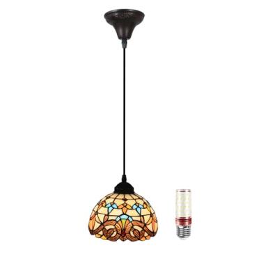 Imagem de UYYTBPA Luminária Pendente Barroca Tiffany, 20 Cm, Com Vitral, Vintage Para Sala De Jantar, Quarto Ou Varanda