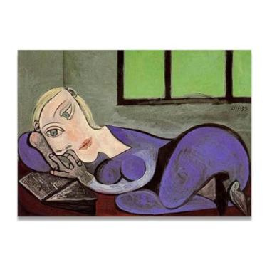Imagem de Mulher reclinável lendo murais Diego Rivera – Arte de realismo socialista mexicano, muralista do século 160, coleção clássica do museu de Nova York para decoração de casa 60 x 84 cm